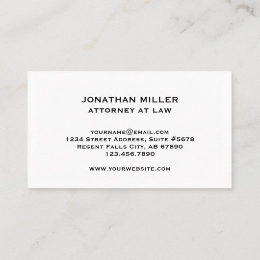 Anwalt am Law Classic White Gold Siegel Visitenkarte (Rückseite)