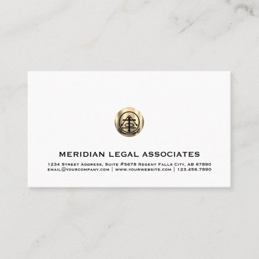 Anwalt am Law Classic White Gold Siegel Visitenkarte (Vorderseite)