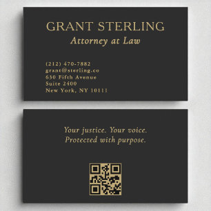 Anwalt am Law Minimal Black Gold QR Code Visitenkarte