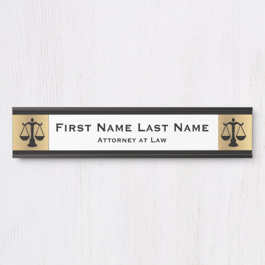 Anwalt an der Law Door Signs Anwalt Gold Long Name Türschild (Vorderseite )