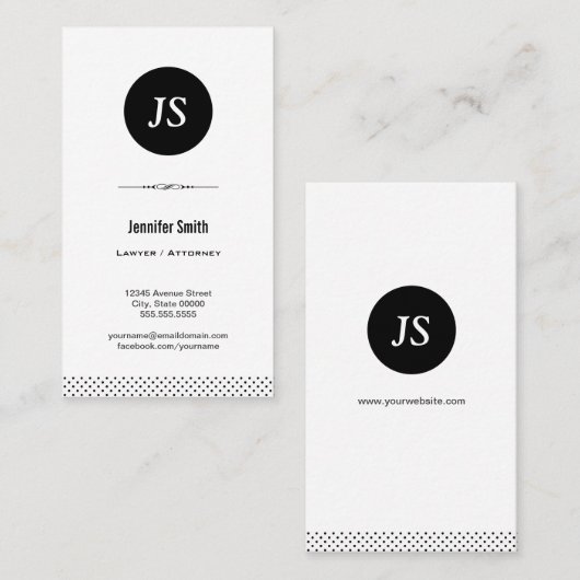 Anwalt/Anwalt - Schwarz-weiß sauber Visitenkarte (Vorne/Hinten)