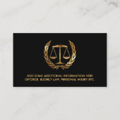 Anwalt bei Law Black und Gold Telefonnummerkarte (Rückseite)