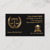 Anwalt bei Law Black und Gold Telefonnummerkarte (Vorderseite)