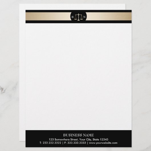 Anwalt bei Law Gold Border Law Scales Anwalt Briefkopf (Vorne/Hinten)