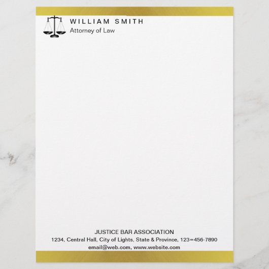 Anwalt bei Law Gold Metal Rechtsanwalt Briefbogen (Vorderseite)