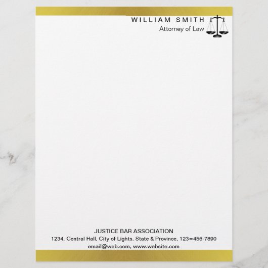 Anwalt bei Law Gold Metal Rechtsanwalt Briefbogen (Vorderseite)