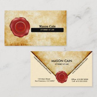 Anwalt bei Law Gold mit Red Siegel Business Cards Visitenkarte