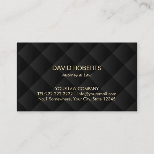 Anwalt bei Law Gold Scale Classy Black Quilted Visitenkarte (Rückseite)
