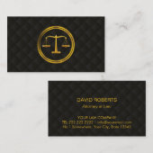 Anwalt bei Law Gold Scale Classy Black Quilted Visitenkarte (Vorne/Hinten)