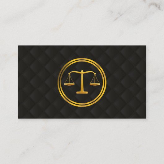 Anwalt bei Law Gold Scale Classy Black Quilted Visitenkarte (Vorderseite)