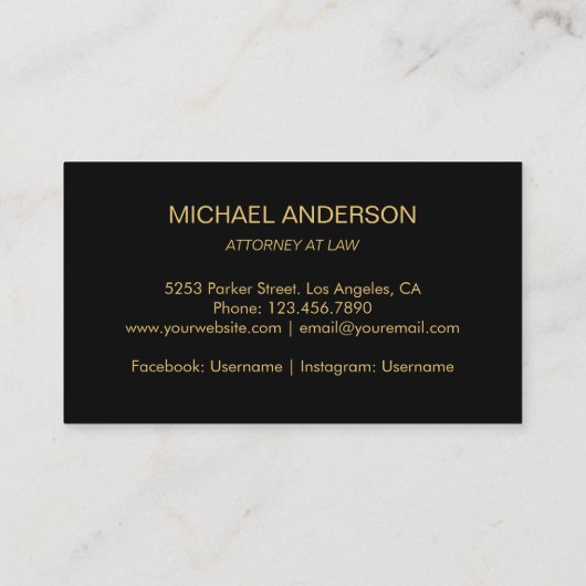 Anwalt bei Law Gold Scale Modern Stripes Lawyer Visitenkarte (Rückseite)