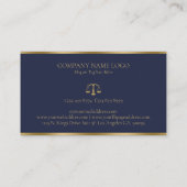 Anwalt bei Law Simple Gold Scale & Border on Blue Visitenkarte (Rückseite)