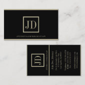 Anwalt Black/Tan Square Monogram Plaque Streifen Visitenkarte (Vorne/Hinten)