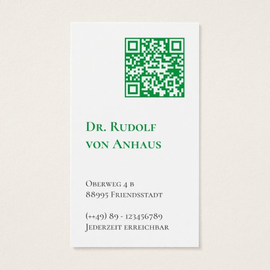 Anwalt Green White QR-Code Geschäftskarten (Rückseite)