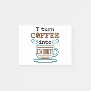 Anwalt I wandle Kaffee in Verträge um Post-it Klebezettel