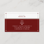 ANWALT | Law Scales of Justice Dark Red Visitenkarte (Rückseite)
