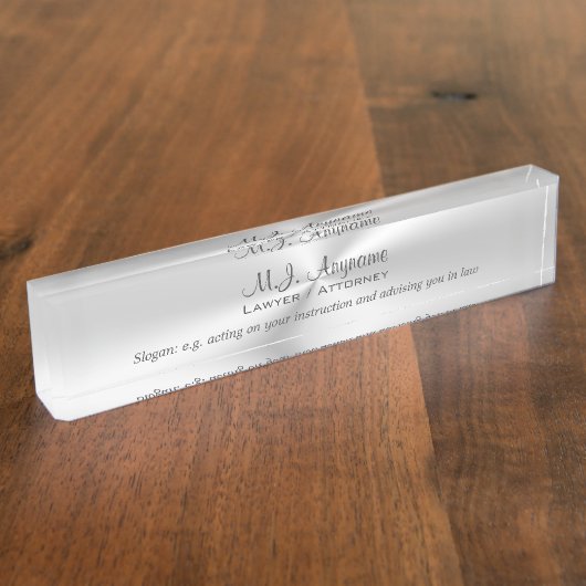 Anwalt Luxury polierte Chrom-Look mit Slogan Namensplakette (Seite)