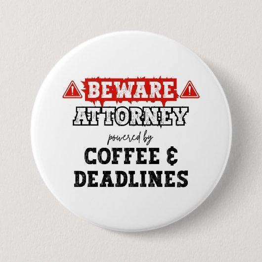 Anwalt mit Kaffee und Fristen | Rechtsanwältin Button (Vorderseite)