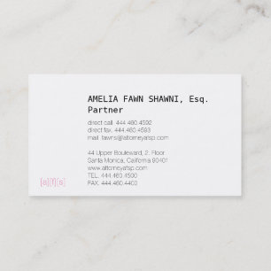 Anwalt Pink Black Silver Visitenkarte