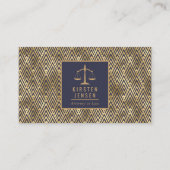 Anwalt QR-Code Blau Gold Geometrisches Deco-Muster Visitenkarte (Vorderseite)