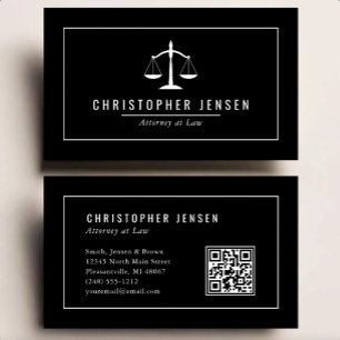Anwalt QR Code Schwarz Weiß Waage Klassisch Visitenkarte