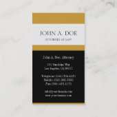 Anwalt Schwarz/Gelb-Gold-Touch Visitenkarte (Rückseite)