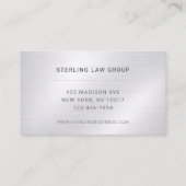 Anwalt Silber Metallic Professional Visitenkarte (Rückseite)
