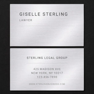Anwalt Silber Metallisch Professional Visitenkarte