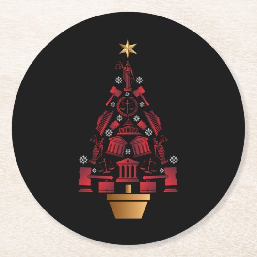 Anwalt Weihnachtsbaum Runder Pappuntersetzer (Vorderseite)