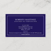 Anwalt Zweisprachig Englisch Spanisch Maßanzug Mar Visitenkarte (Rückseite)