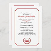 Anwälte Corner Roter Abschluss Einladung (Vorne/Hinten)