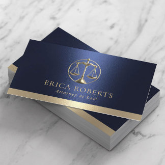 Anwältin Gold Justice Scale Logo Navy Blue Anwalt Visitenkarte