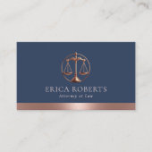 Anwältin Rose Gold Justice Scale Anwalt Navy Blue Visitenkarte (Vorderseite)