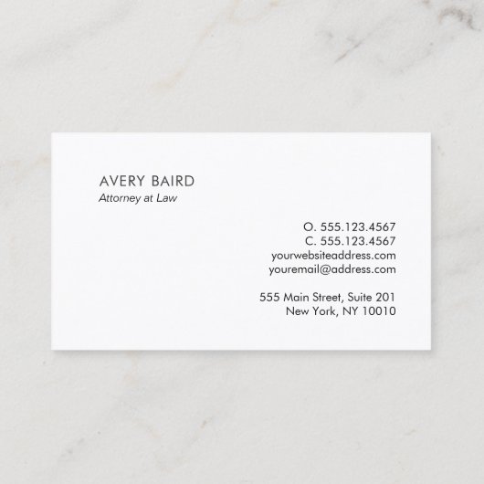 Anwältin Schwarz und Weiß Visitenkarte (Rückseite)