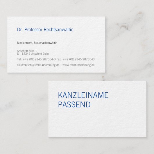 Anwältin Visitenkarte (Vorne/Hinten)