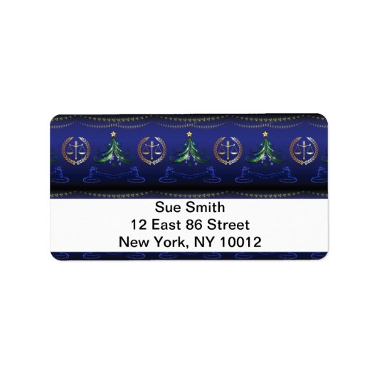 Anwältin Weihnachtsbaum Elegant Adressaufkleber (Vorne)