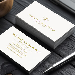 Anwalts klassische Luxus Gold Weiß Anwaltskanzlei  Visitenkarte