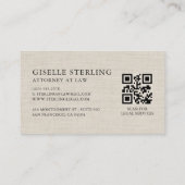 Anwalts-Leinen-QR-Code Professional Visitenkarte (Rückseite)