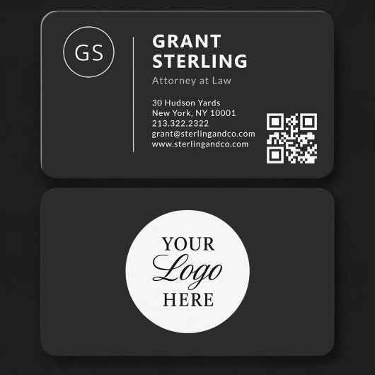 Anwalts-Logo Schwarz QR-Code Professional Visitenkarte