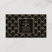 Anwalts-QR-Code Schwarz Gold Biene Lorbeer Muster Visitenkarte (Vorderseite)