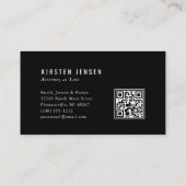 Anwalts-QR-Code Schwarz-Weiß-Damaskus-Muster Visitenkarte (Rückseite)