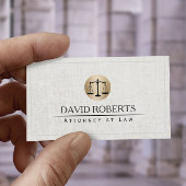 Anwaltsanwalt Gold Law Scale Logo Elegante Linen Visitenkarte