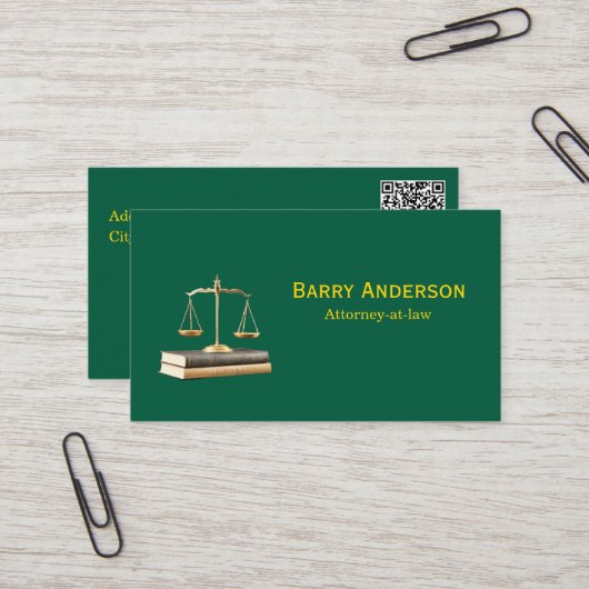 Anwaltsjustiz Waage & Bücher mit QR-Code Visitenkarte (Vorderseite/Rückseite Beispiel)