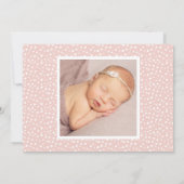 Anweisung Name White Script Baby Girl Foto Birth Ankündigung (Rückseite)