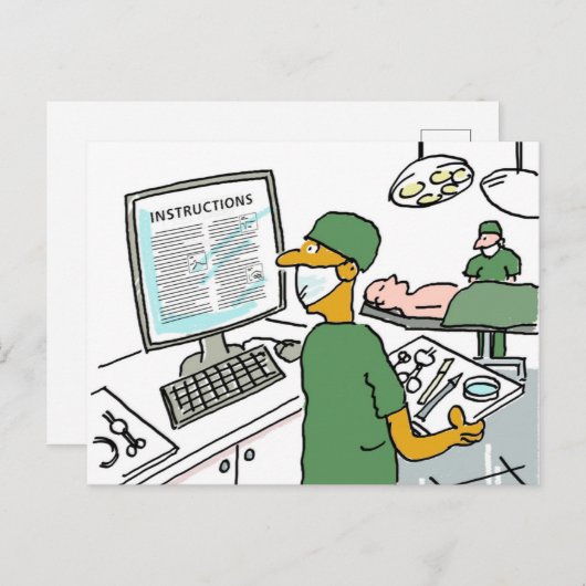 Anweisungen für asiatische Chirurgen-Karo. Funny Postkarte (Vorne/Hinten)