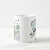 Anweisungen für asiatische Chirurgen-Karo vor der Kaffeetasse (Mittel)