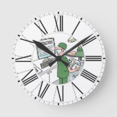 Anweisungen für Chirurgen-Karo auf dem Bildschirm Runde Wanduhr (Vorderseite)