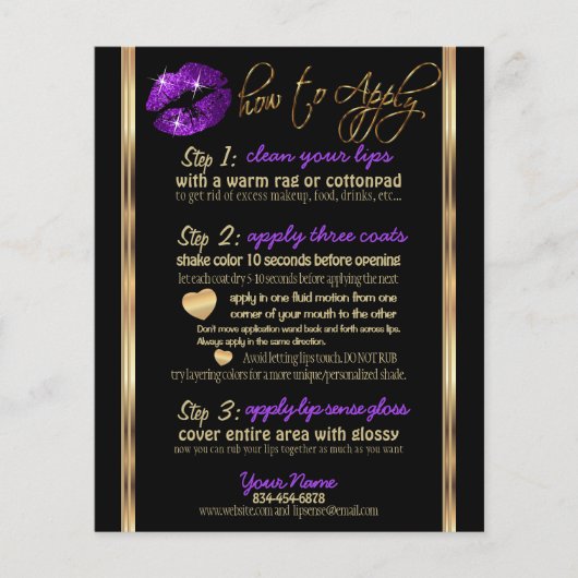 Anweisungen für den lila Glitzer Flyer (Vorne)