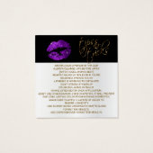 Anweisungen für die Anwendung des lila Glitzer Lip (Rückseite)