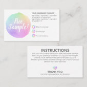 Anweisungen für die Beipackzettel Visitenkarte (Vorne/Hinten)